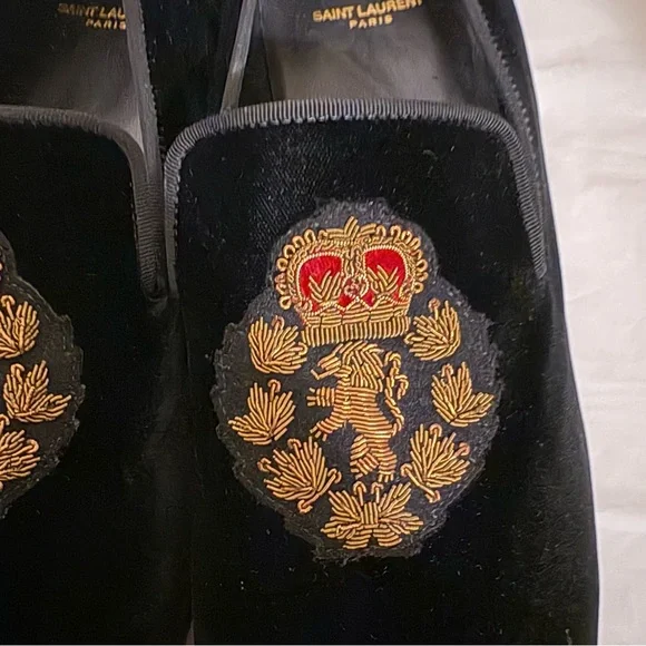 NWOT SAINT LAURENT mens velvet loafers - Picture 4 of 14